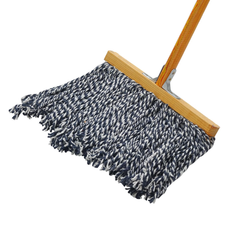 Black White Dust Mop, Wooden Handle, Washable
