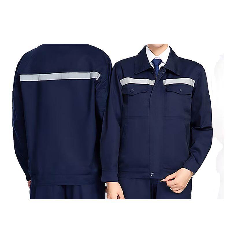 Industrial Workwear, 65 35 Polyester Cotton Fabric, 4 Pockets, Turn Down Collar, Dark Blue Color