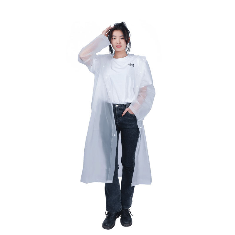Transparent EVA Waterproof Raincoat Jacket, Half Length, 43.3 in, Lightweight, Unisex, Pkg Qty 10