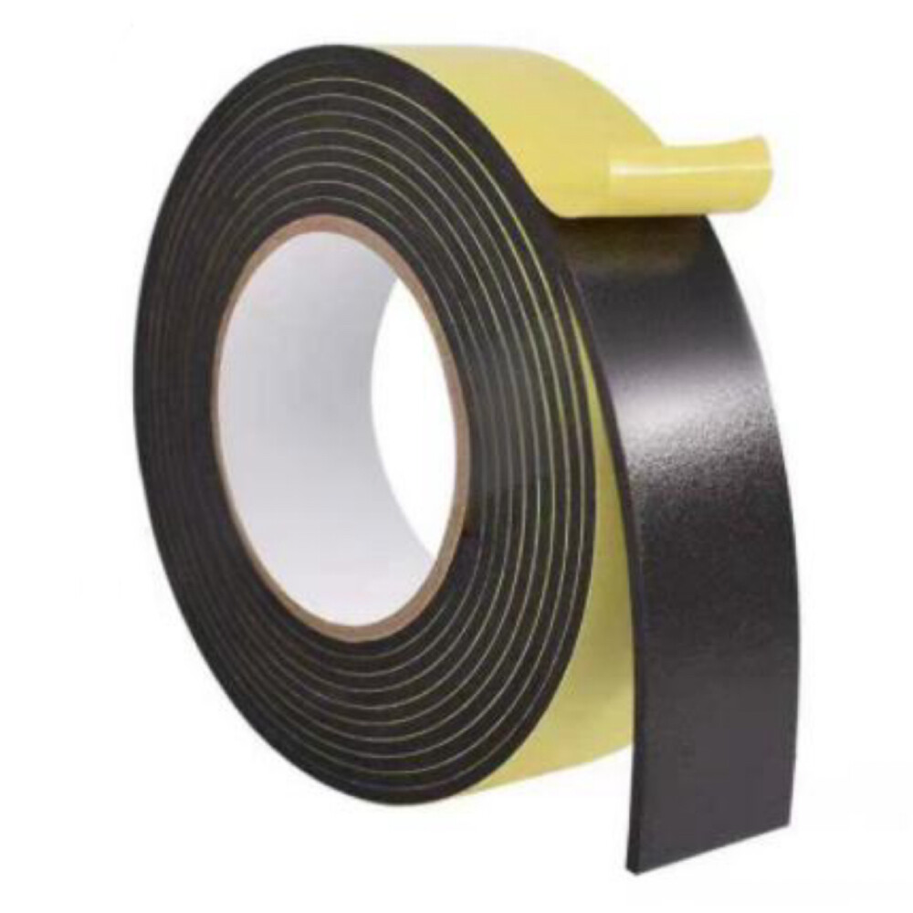 BYII 225 Series EVA Single Sided Foam Tape, Black, 0.394 in Thickness, 0.984 in Width, 6.56 ft Length