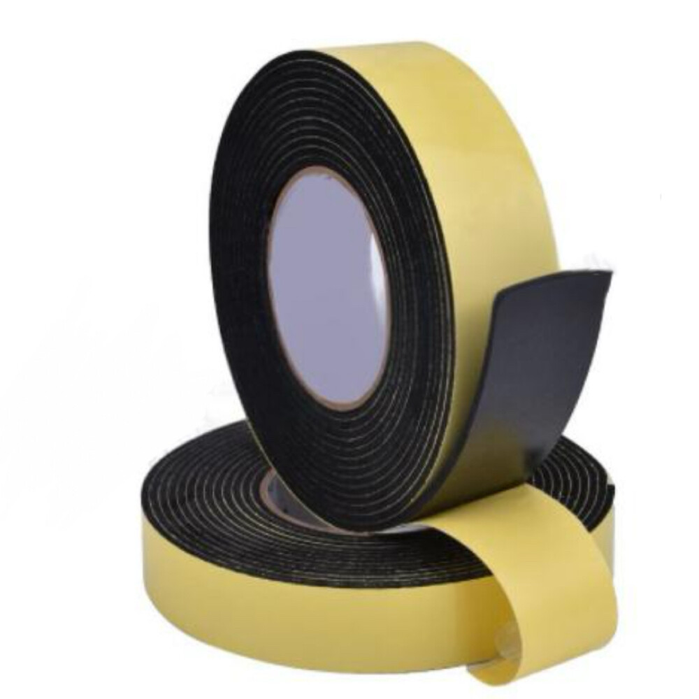 EVA Black Sponge Sealing Tape, JJD01, Black, 0.394 in Thickness, 0.787 in Width, 6.56 ft Length, Pkg Qty 5