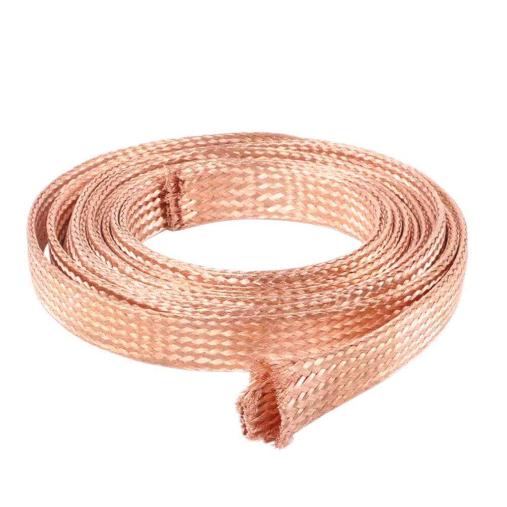 Bare Copper Braided Grounding Strap, Cross Section 0.078 in², Length 3.28 ft