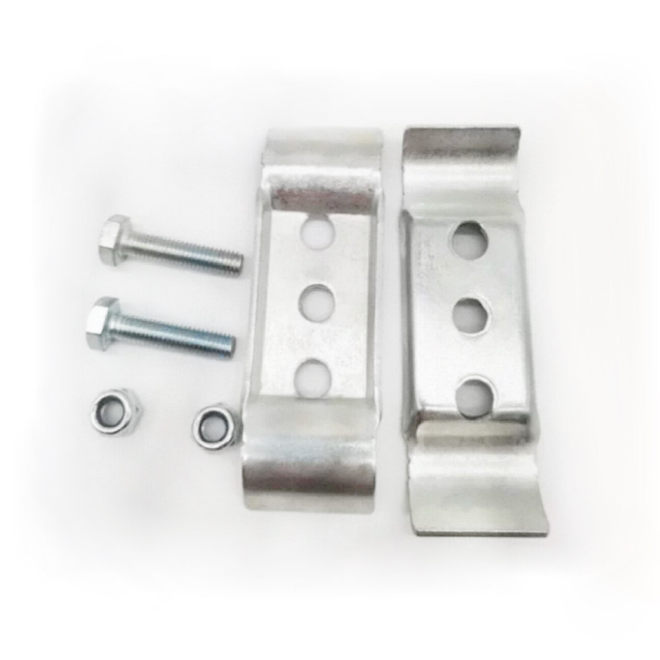 Three_Hole Caster Clamp Plate Set, White Zinc_Plated, Size 4.49 in × 1.38 in