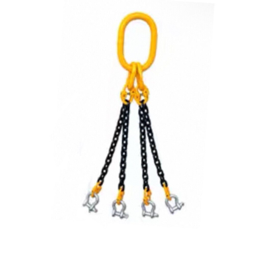 Grade 80 Four_Leg Chain Sling, Load Capacity 5202 lb, Angle 0° to 45°, Length 3.28 ft