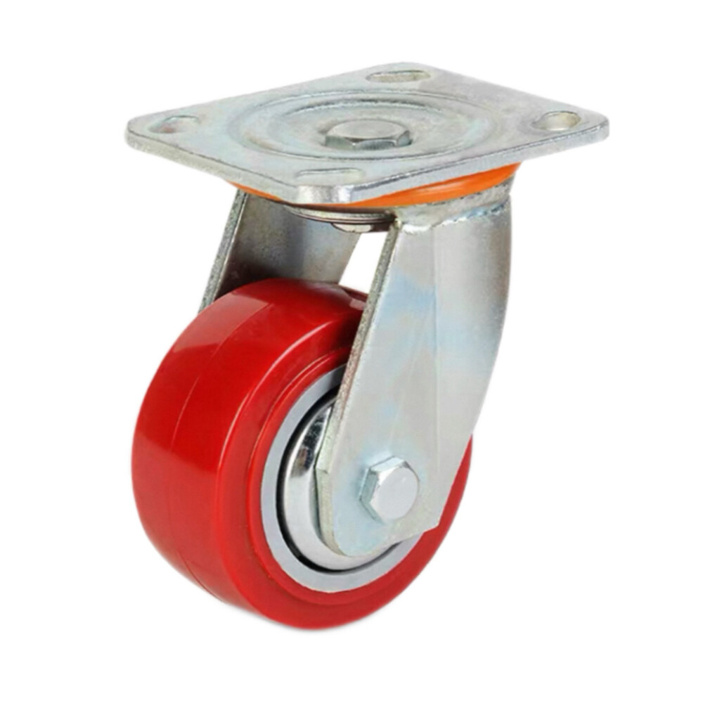 Red Swivel Caster, 4.61 in Wheel, Load 276 lb, Installation Height 5.67 in