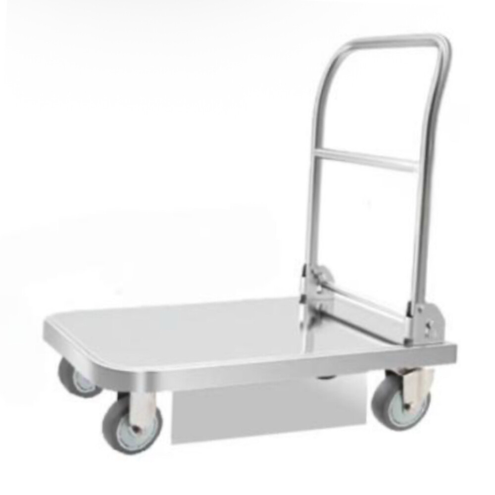 201 Stainless Steel Platform Truck, 201507005, 19.69 in Length, 27.56 in Width, 330.69 lb Capacity, 5 in Gray Silent Wheels