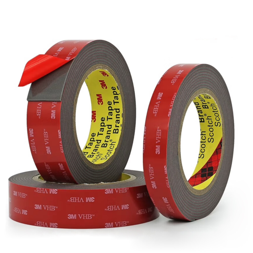 VHB Foam Double Sided Tape, Black, 0.0433 in Thickness, 1.18 in Width, 10 ft Length