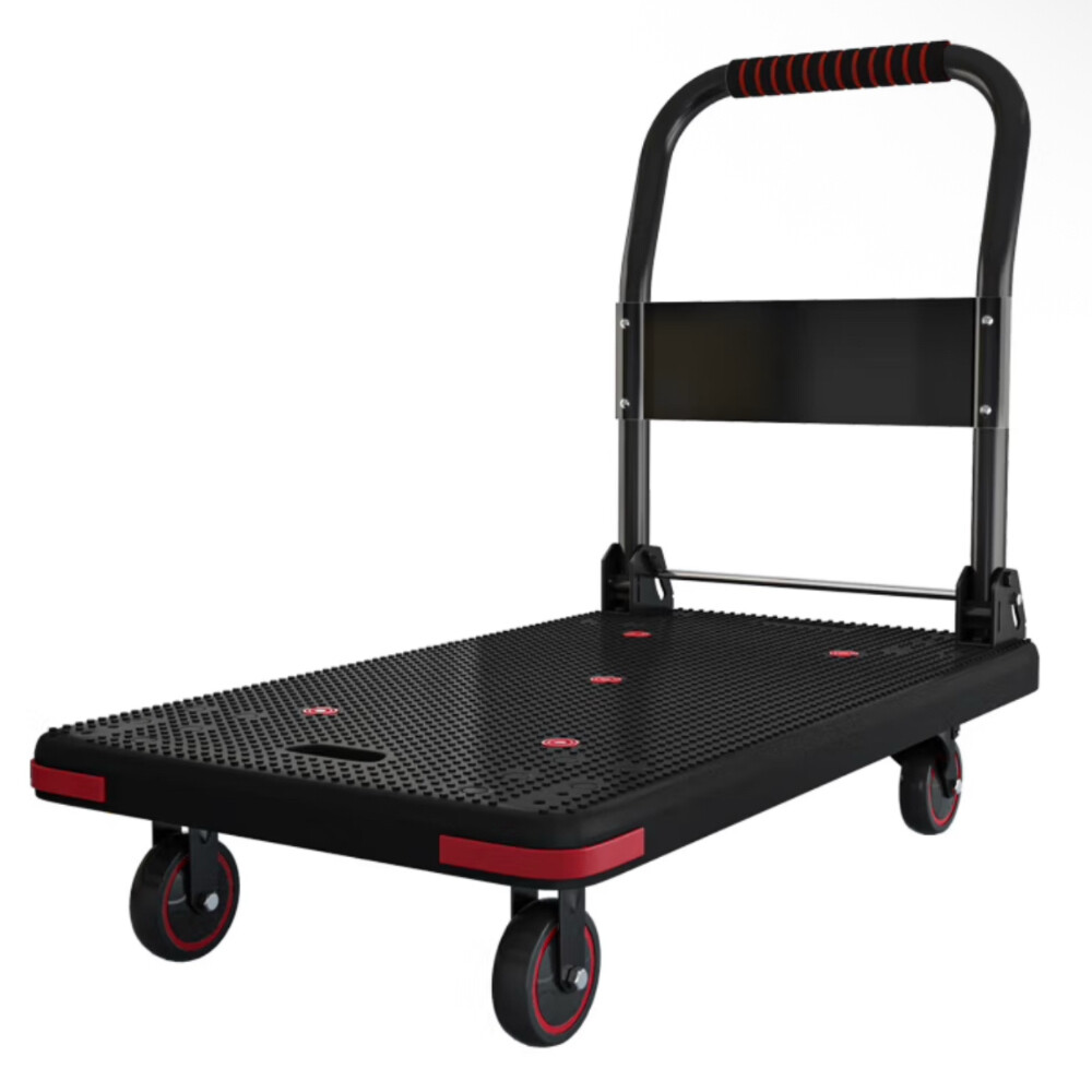 Silent Plastic Platform Truck with Brake, Size 35.43 × 23.62 in, Load Capacity 1102 lb