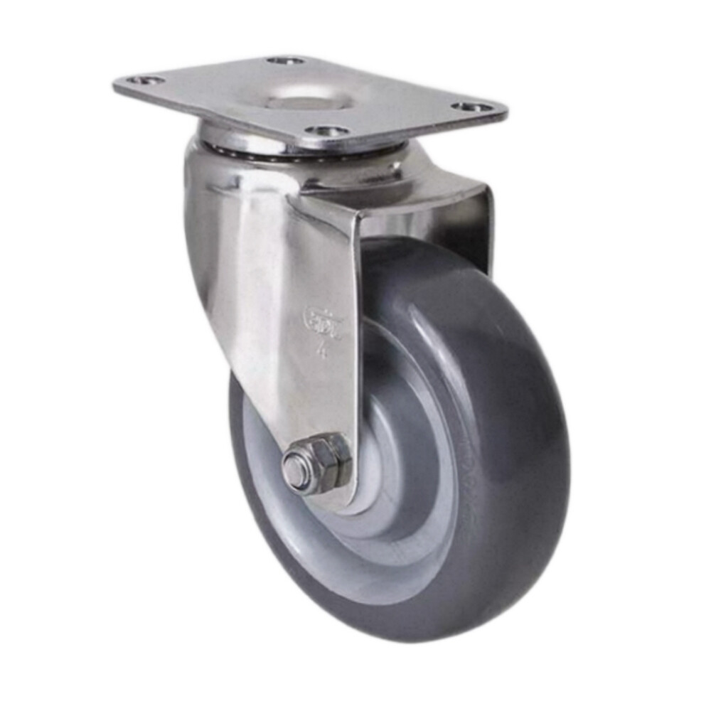 Swivel Caster, 3 in Flat_Top Polyurethane Wheel, Load 287 lb, Installation Height 4.25 in
