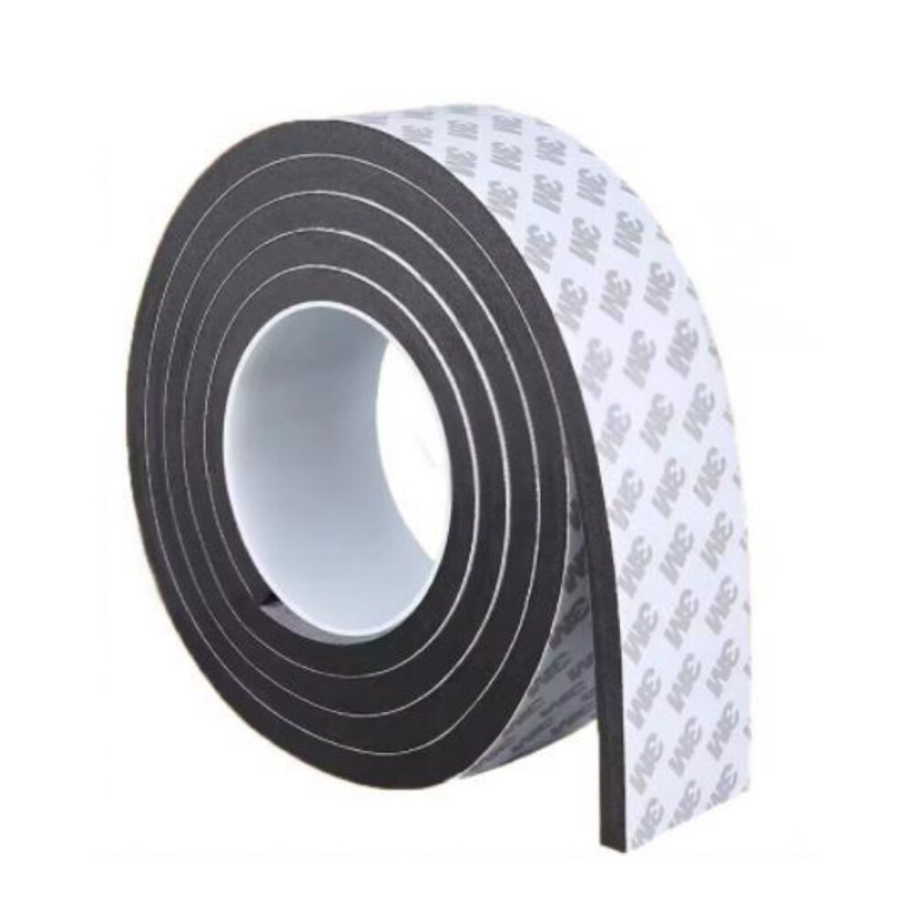 EVA Foam Double Sided Tape, Black, 0.08 in Thickness, 1.97 in Width, 16.4 ft Length