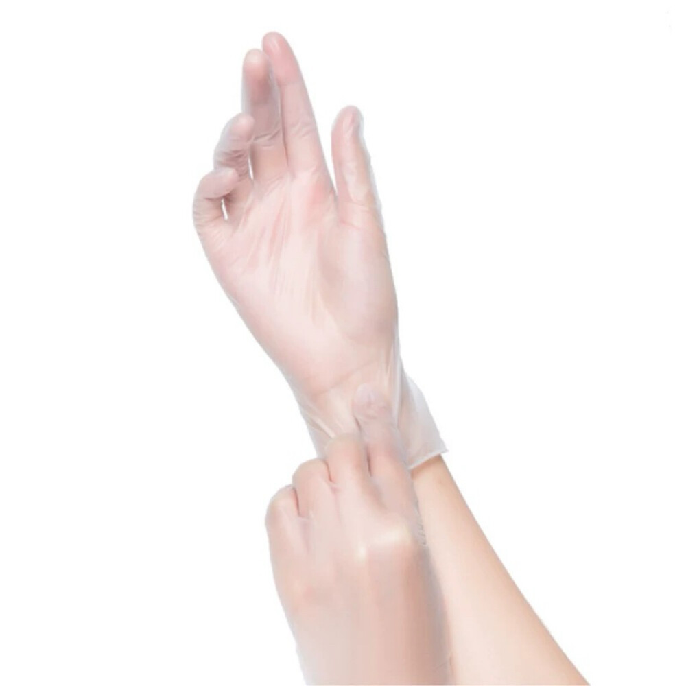 Disposable PVC Examination Gloves, Length 9 in, Transparent, Pkg Qty 100