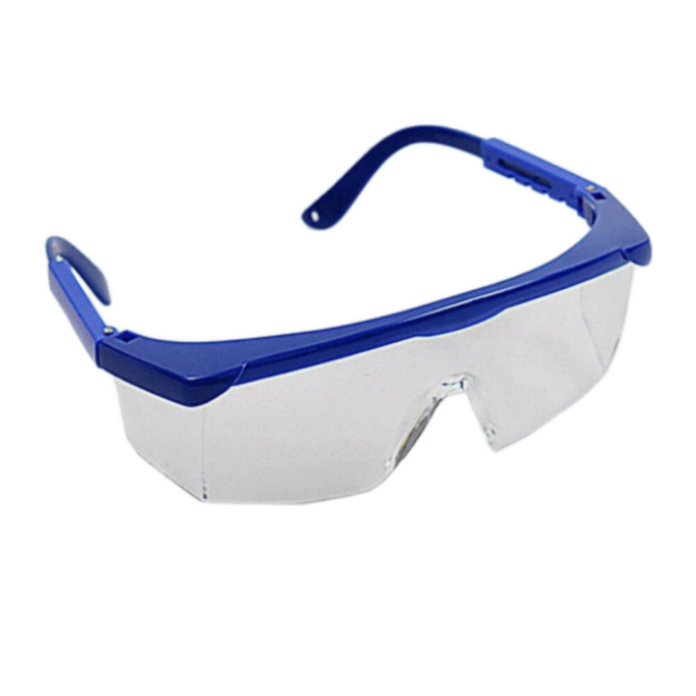 Safety glasses with blue frame, anti impact and anti splash protective eyewear, transparent lenses, Pkg Qty 2