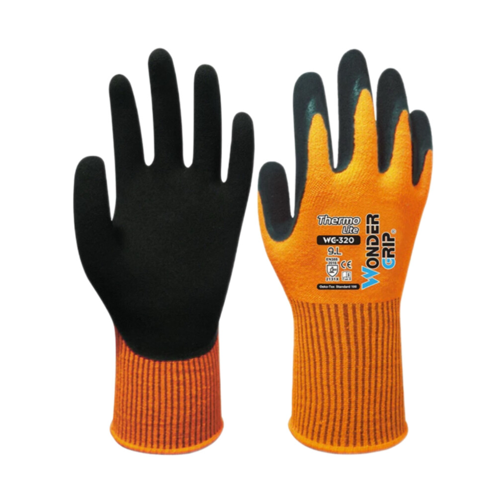 Thermo Lite Light Cold_Resistant Work Gloves, Length 9.84 in, Orange and Black