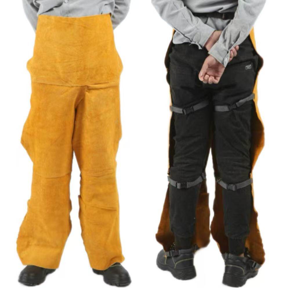 Cowhide Welding Split_Leg Apron, Yellow, Length 39.37 in