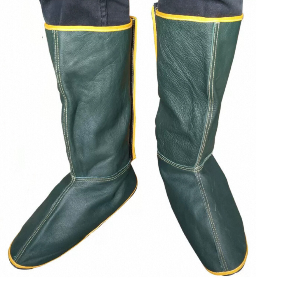 Full Grain Leather Snake Bite and Welding Protective Foot Covers, Adjustable Work Gaiters, Upgraded Version, Multiple Sizes Available