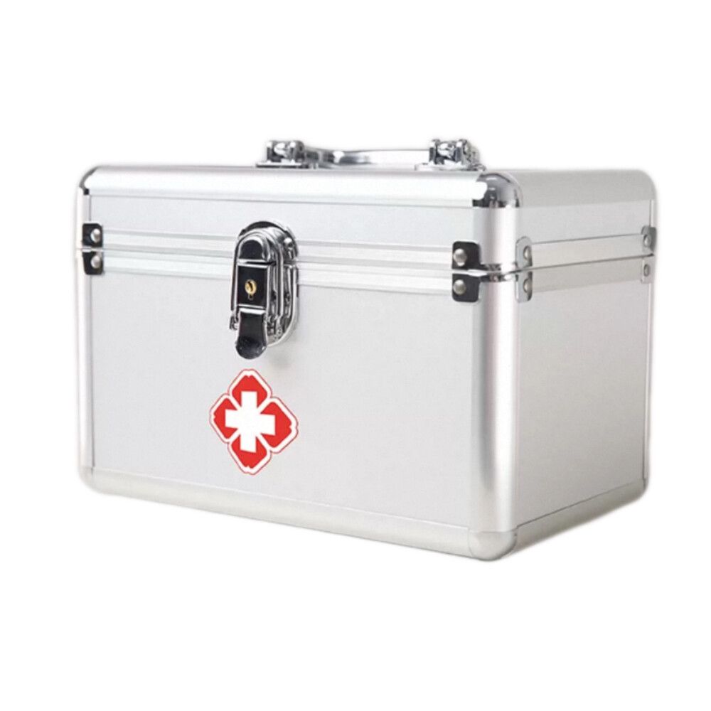 Multifunctional First Aid Kit, Silver, Contains 56 Emergency Items, Size 9.8 by 6.3 by 5.5 in