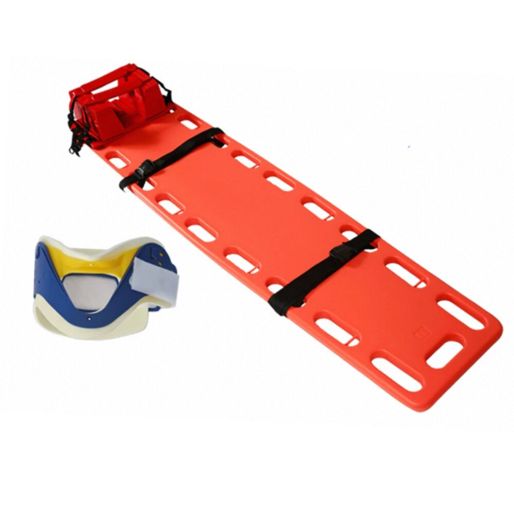 Full Rescue Stretcher Set, Spinal Board, Head Immobilizer, Cervical Collar, Pkg Qty 3
