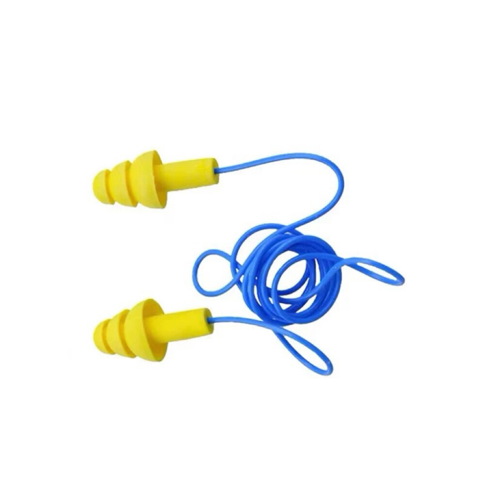 Christmas Tree Shape Reusable Earplugs, Universal Size, Yellow, Corded, NRR 25 dB, SNR 29 dB, Pkg Qty 100