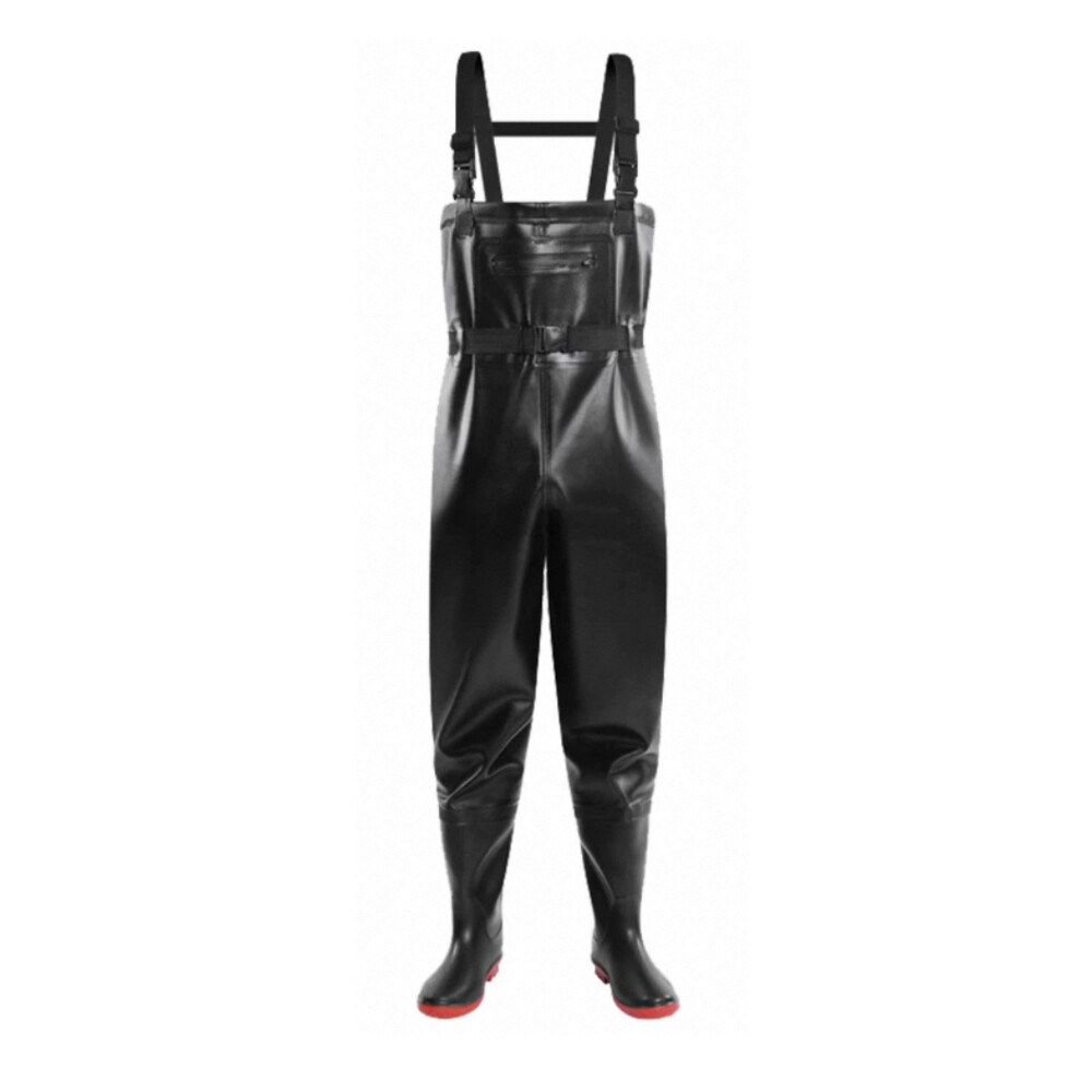 Thickened PVC suspender waders ZST212, black color