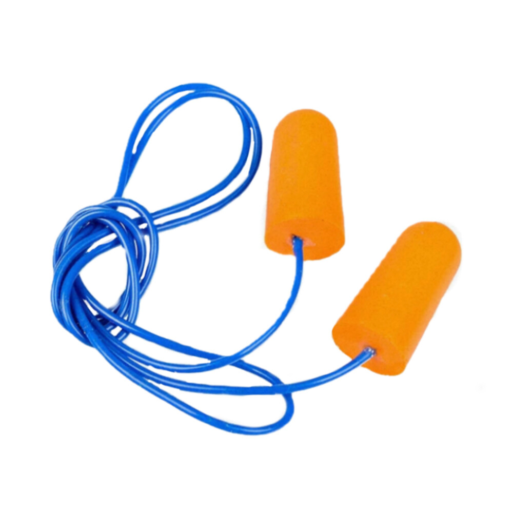Bullet Shaped Earplugs, Universal Size, Orange, Corded, NRR 32 dB