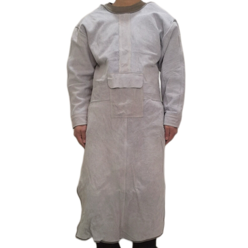 Natural Cowhide Welding Reversible Coat with Long Sleeves, Natural Color, Length 39.37 in