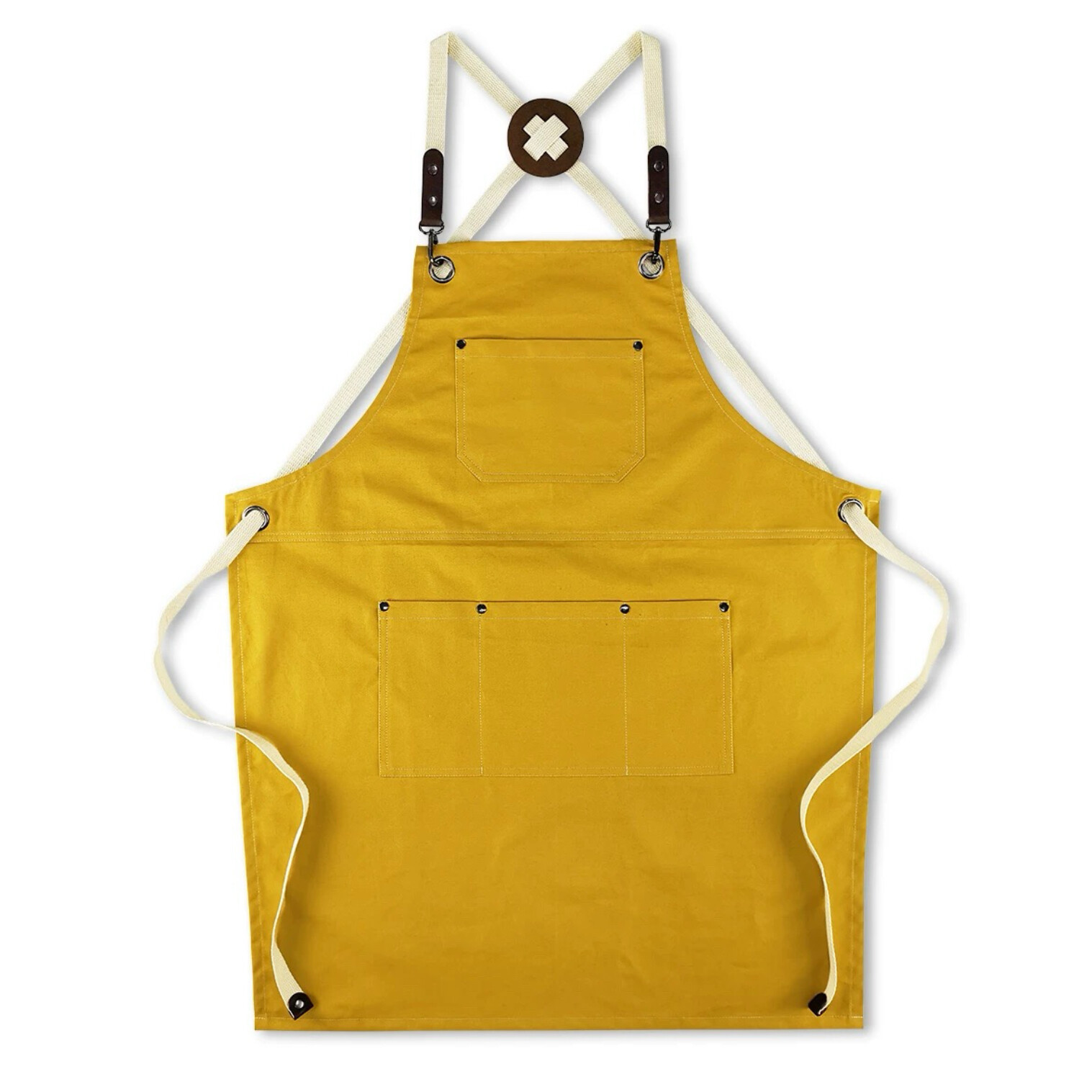 Cowhide Welding Apron, Yellow, Length 35.43 in, Width 27.56 in