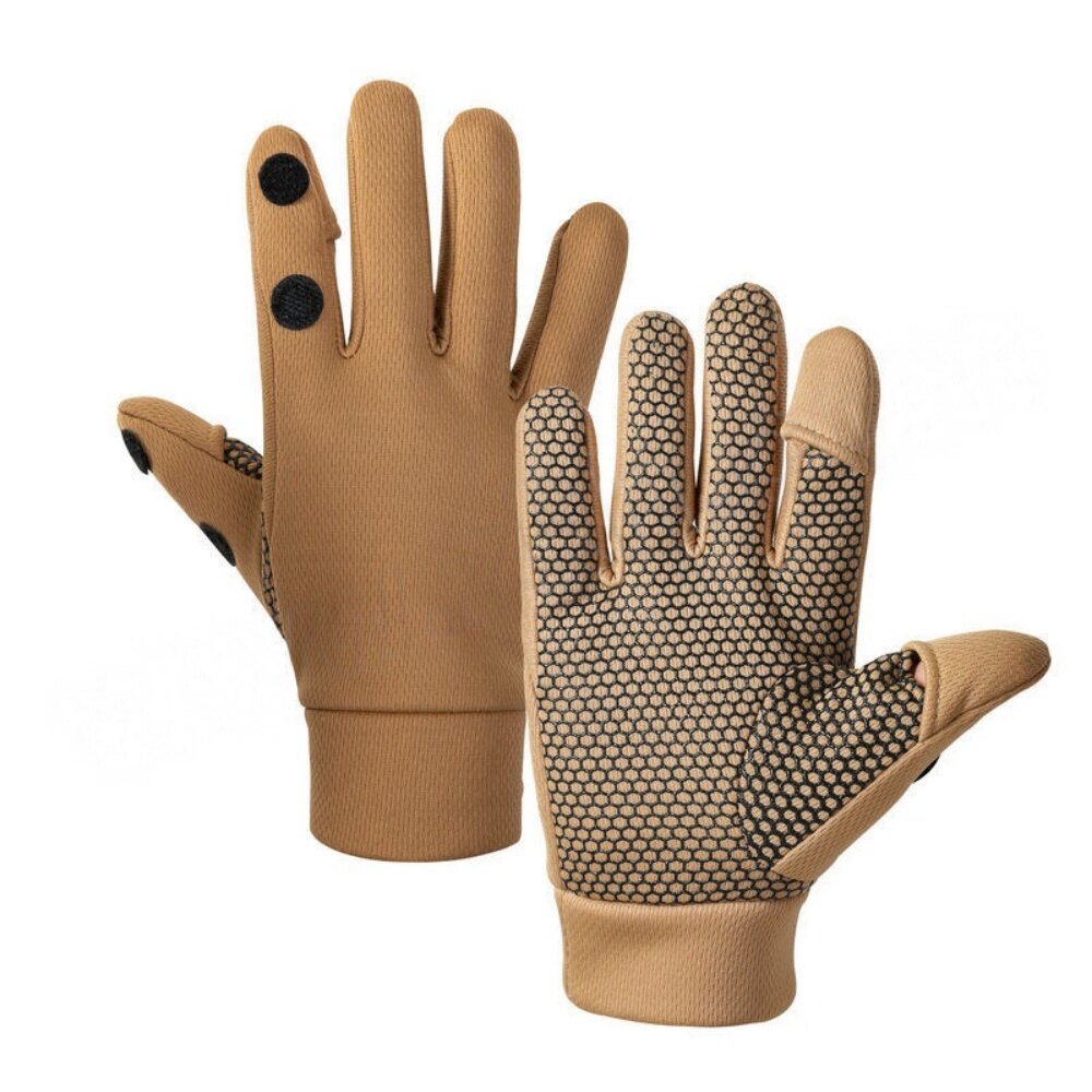 Winter Outdoor Cycling Gloves, Fleece_Lined, Khaki