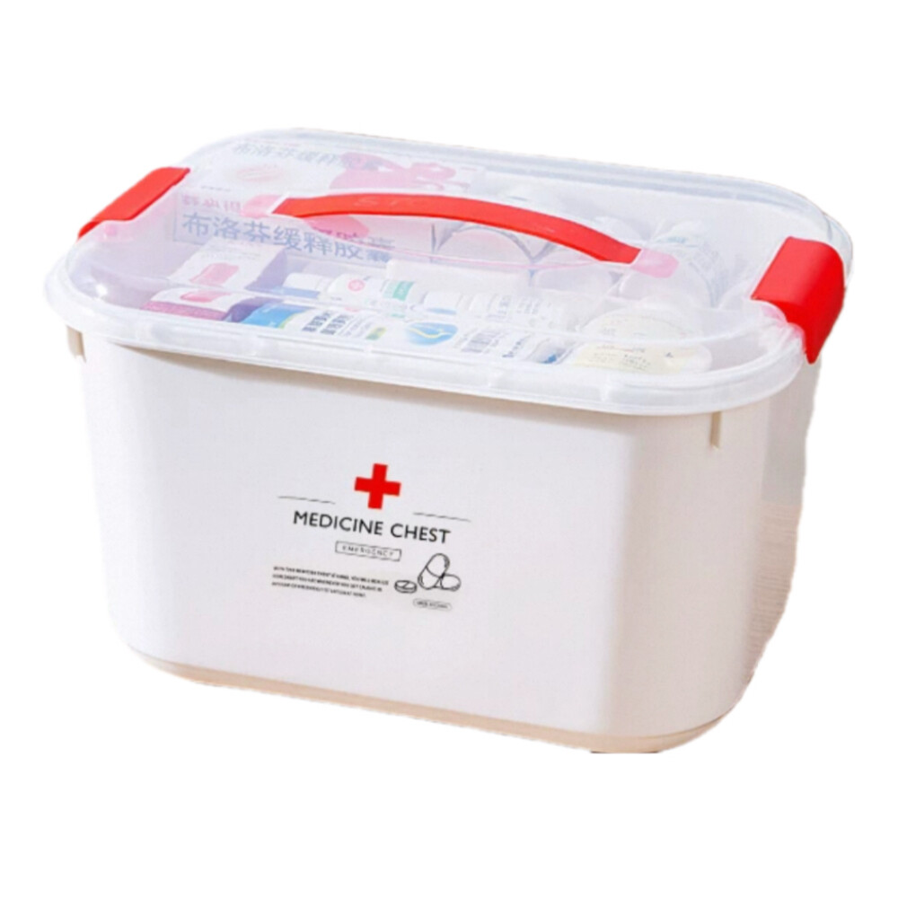 First Aid Kit, Silver, Class I Medical Device, Contains 23 Types of Emergency Items, Size 13.8 by 9.1 by 9.1 in