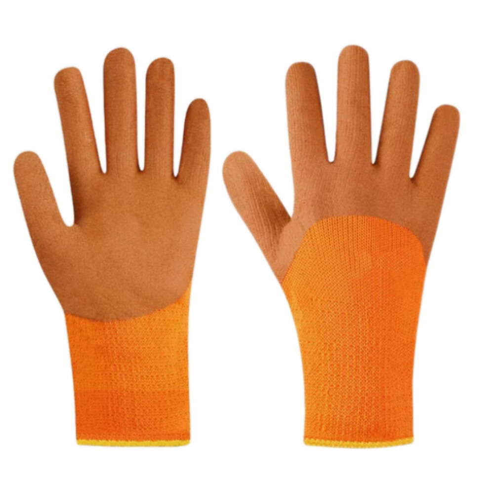 Latex Foam Coated Fleece Cold_Resistant Gloves, Orange, Pkg Qty 10