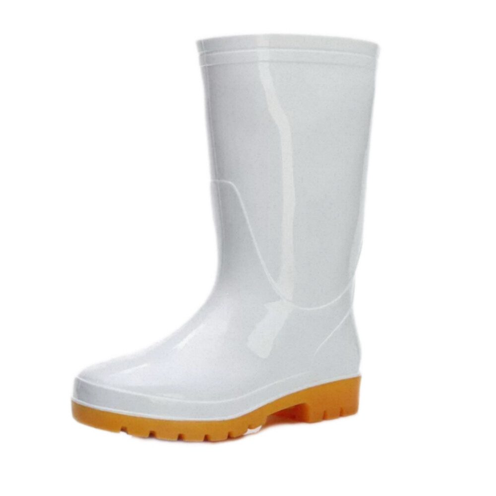 PVC Food Hygiene Boots, White with Orange Sole, Height 14.96 in