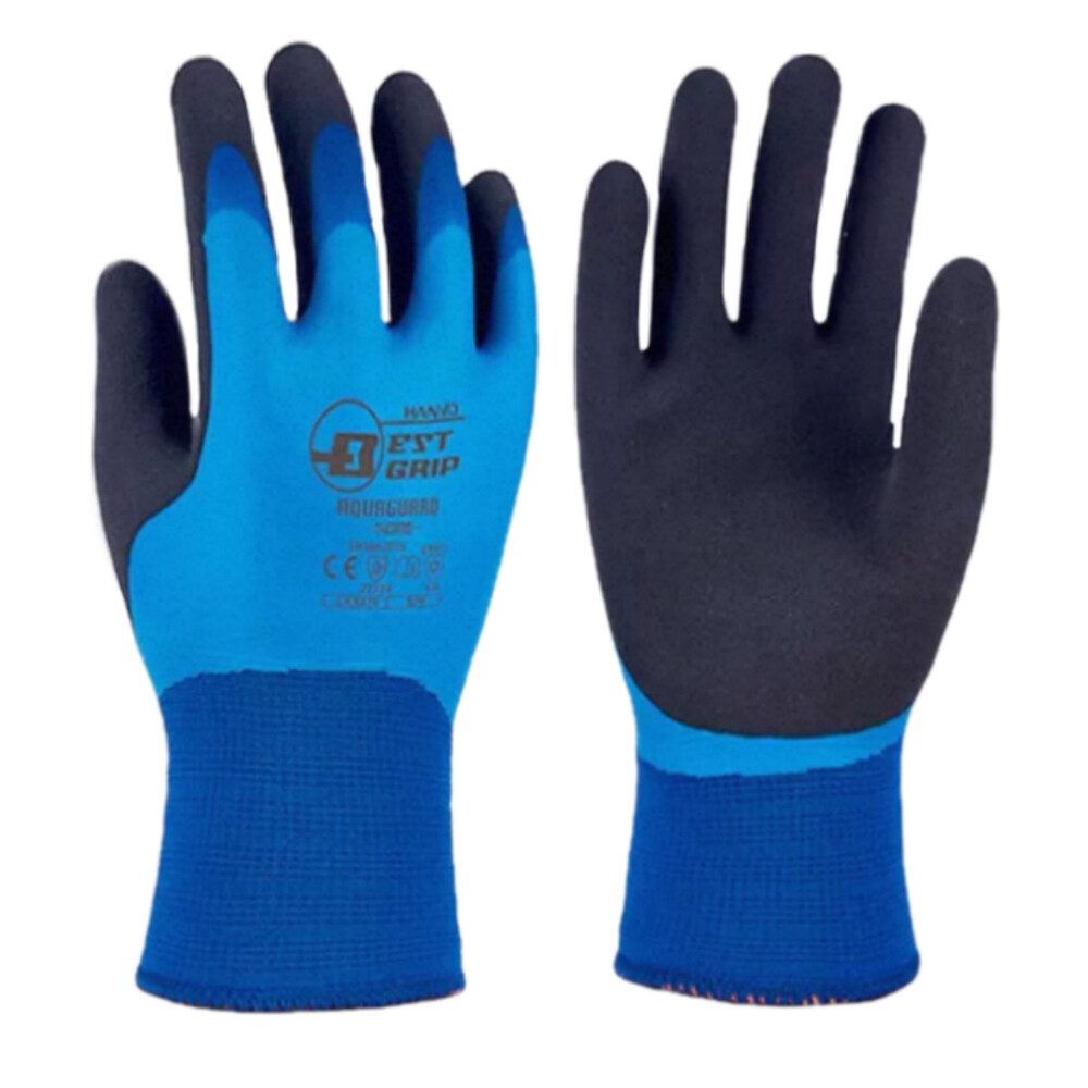 13_Gauge Nylon Fleece_Lined Latex Coated Cold_Resistant Gloves, Black and Blue