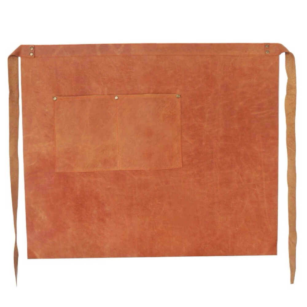 Cowhide Welding Apron, Orange_Red, Length 23.62 in, Width 21.65 in, Height 23.62 in