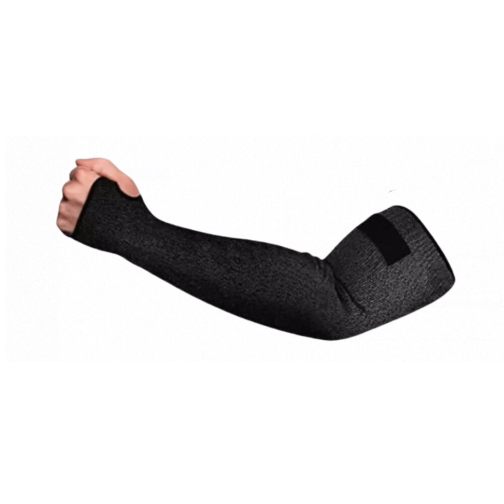Level 5 Cut_Resistant Arm Sleeves, Length 15.75 in, Black, Open Wrist Style