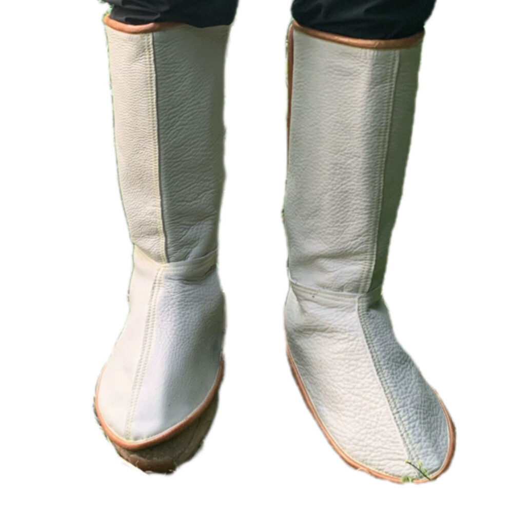 Full Grain Leather Snake Bite and Puncture Proof Leg Guards, Outdoor Jungle Hiking Protective Gaiters, Mid Long Style, Multiple Sizes Available