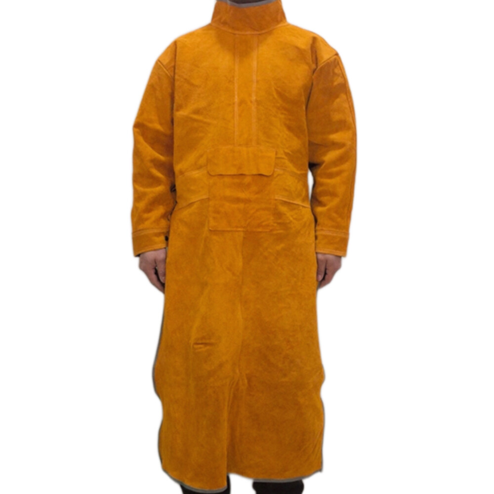 Cowhide Welding Reversible Coat, Yellow, Length 55.12 in