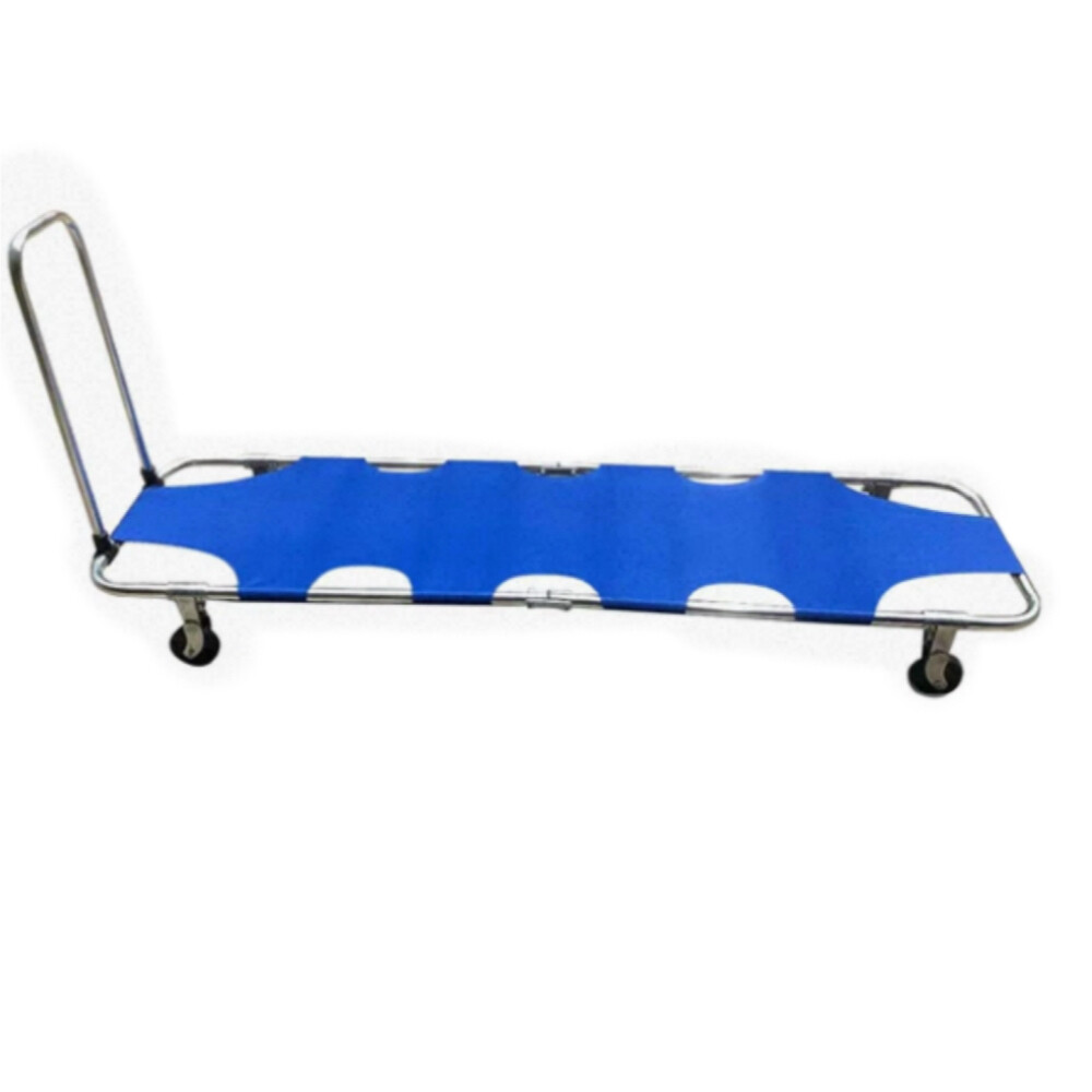 Emergency Wheeled Folding Stretcher, Aluminum Alloy, Oxford Cloth, Deployed Size 72.8 by 20.5 by 8.3 in, Folded Size 36.2 by 20.5 by 3.5 in
