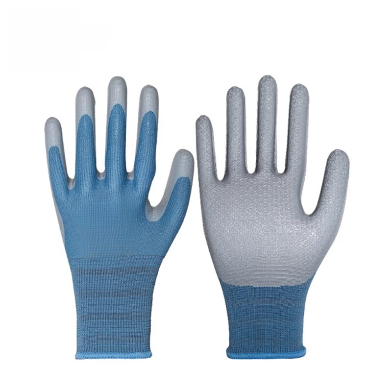 Nitrile Coated Full Finger Gloves, Gray, Pkg Qty 20