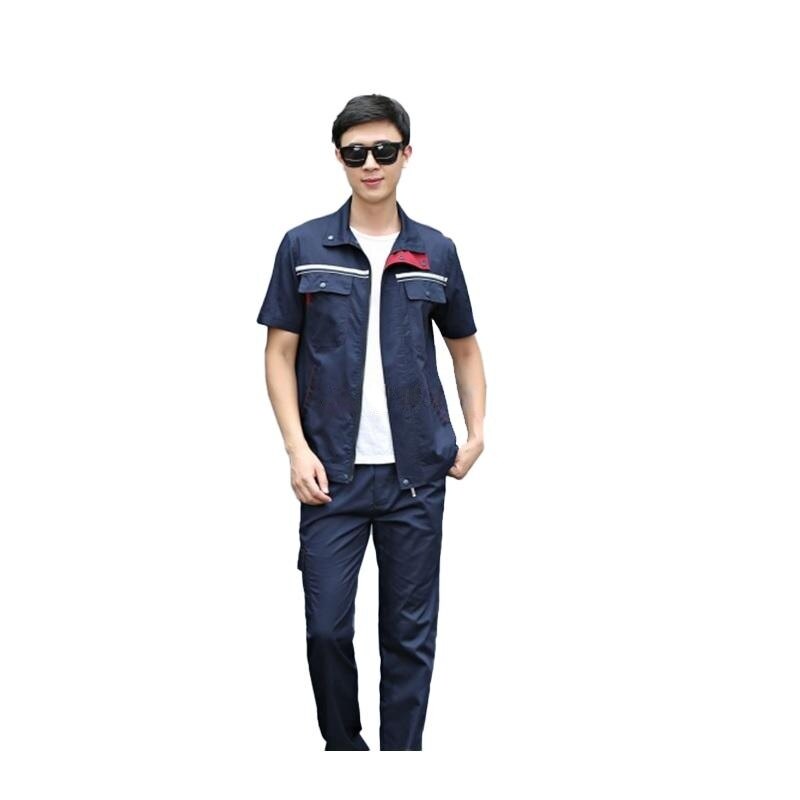 Mens Industrial Work Coveralls, 65 35 Twill Fabric, 7 Pockets, Zipper Closure, Reflective Design