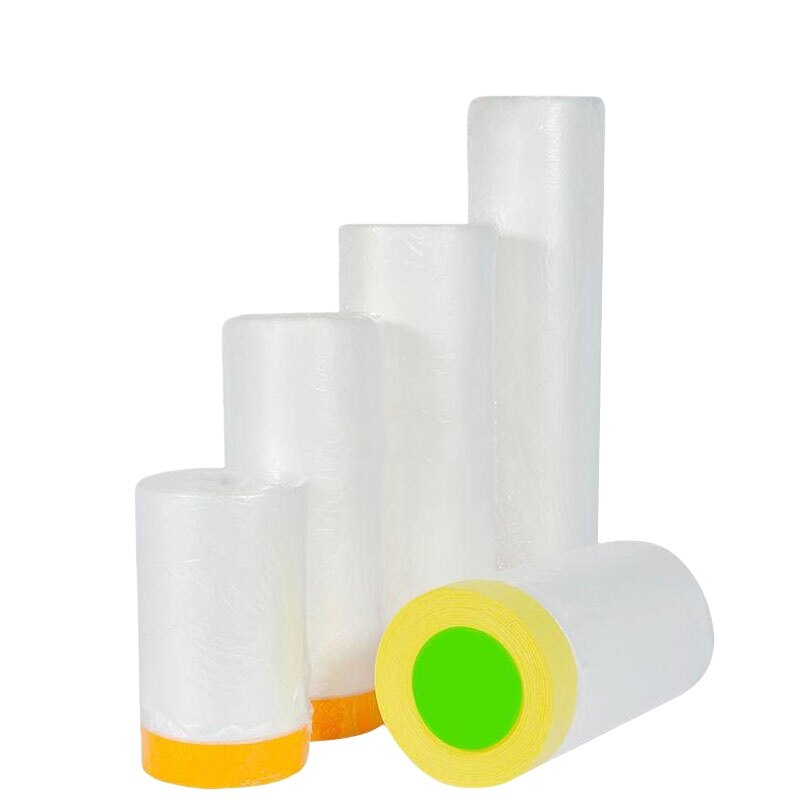 Transparent Masking Film, 43.3 in Width, 65.6 ft Length, 0.002 in Thickness, Plastic PE Low Pressure Film, Pkg Qty 6