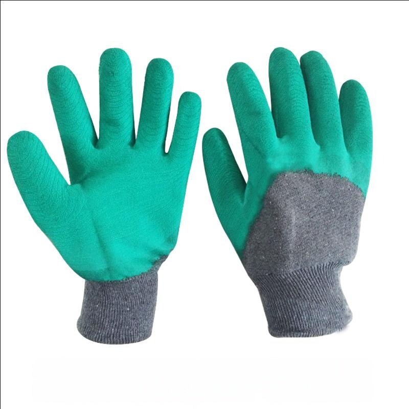 Natural Latex Coated Full Finger Gloves, Gray Blue, Pkg Qty 12