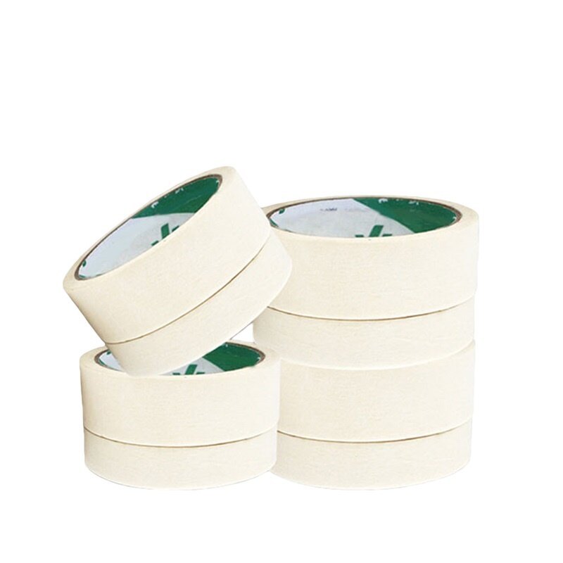 White Masking Tape, 0.67 in Width, 21.87 yd Length, 0.0055 in Thickness, Crepe Paper, Rubber Adhesive, Pkg Qty 30