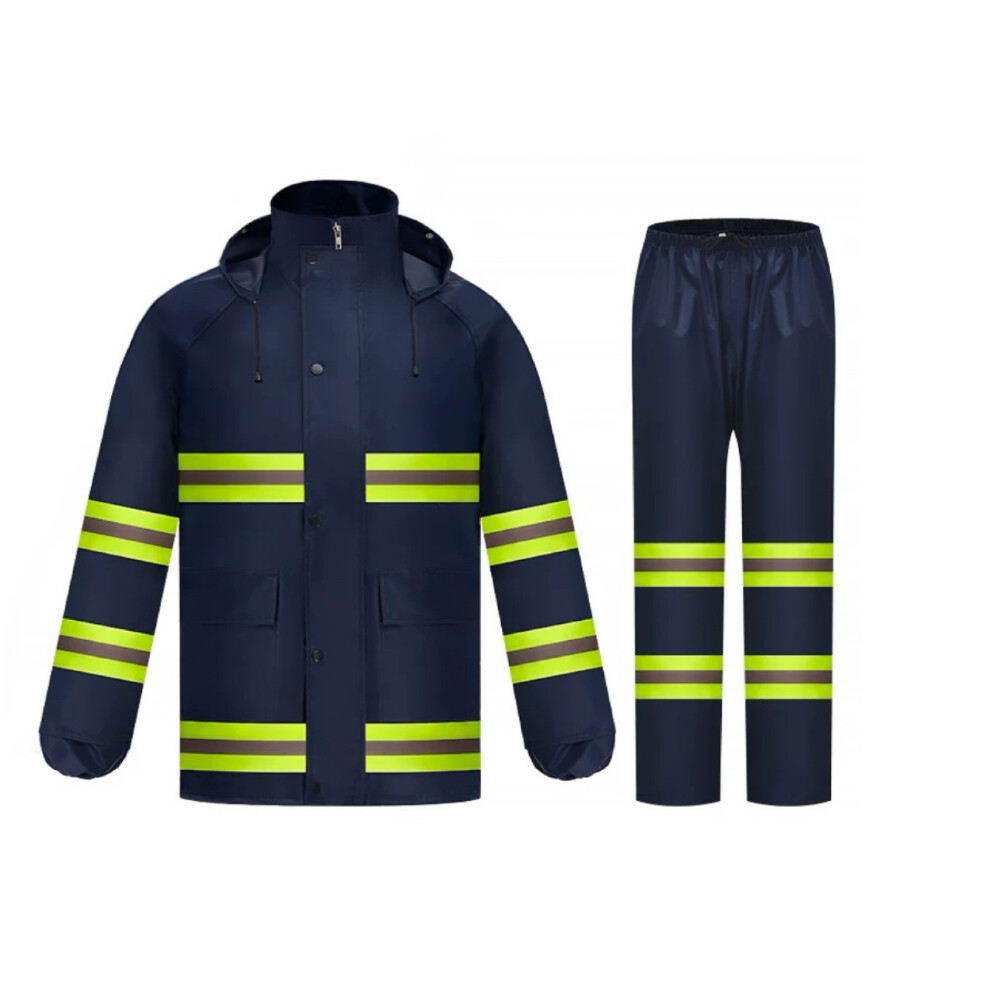 Reflective split raincoat set, model YW9222, dark cyan