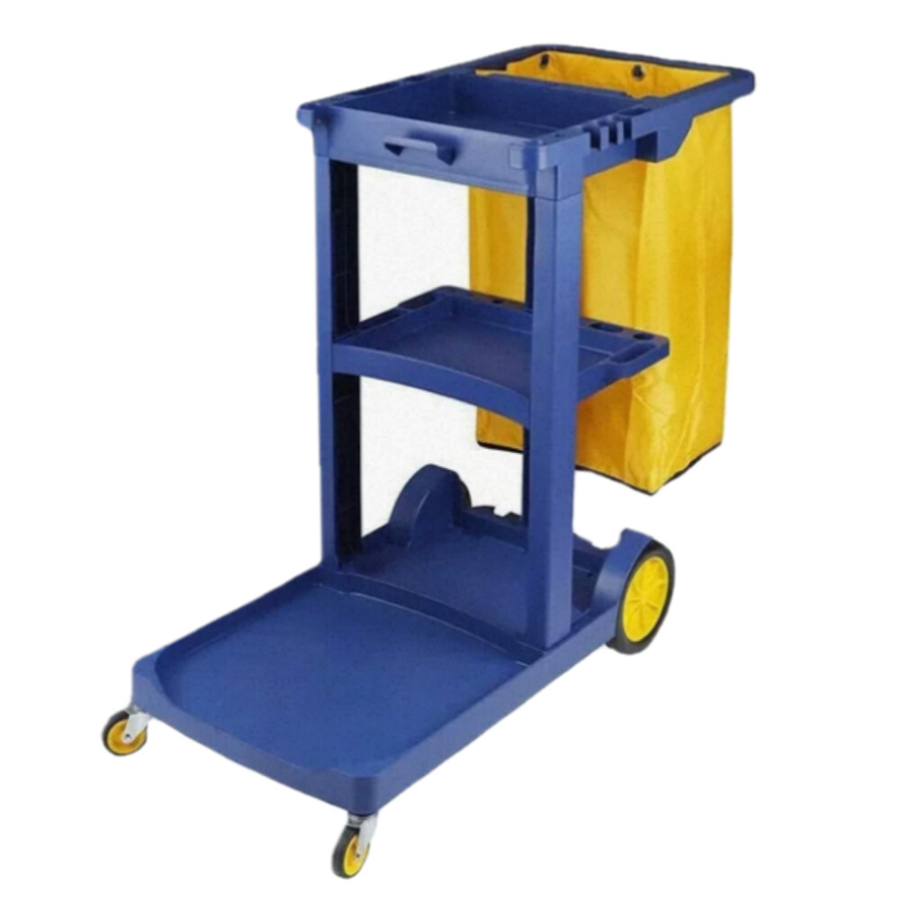 Cleaning cart blue length forty four point two nine inch width thirty seven point eight inch height twenty point zero eight inch