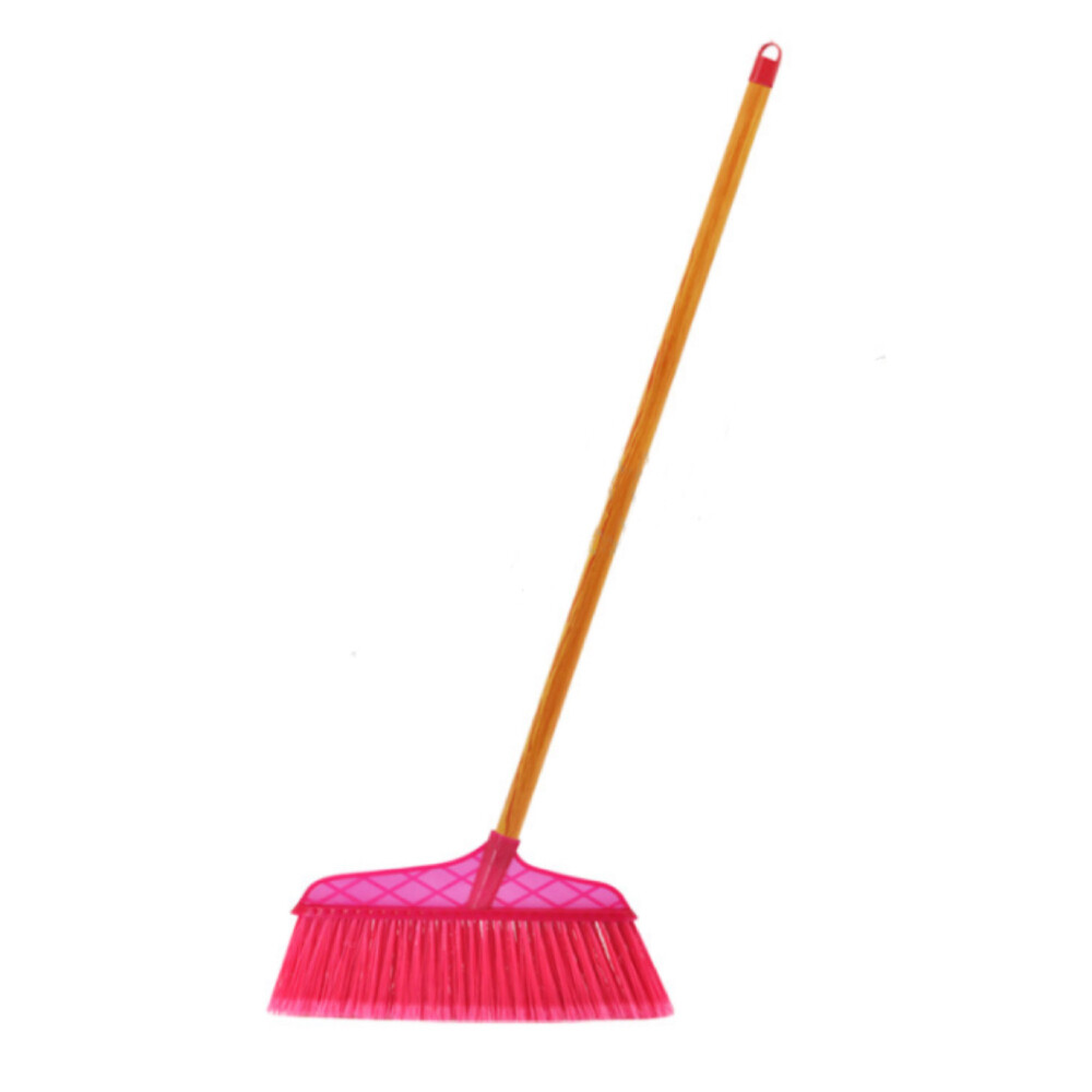 Angled rod narrow head hard bristle wooden handle broom, length 37.80 inch, head width 13.39 inch, head depth 2.36 inch