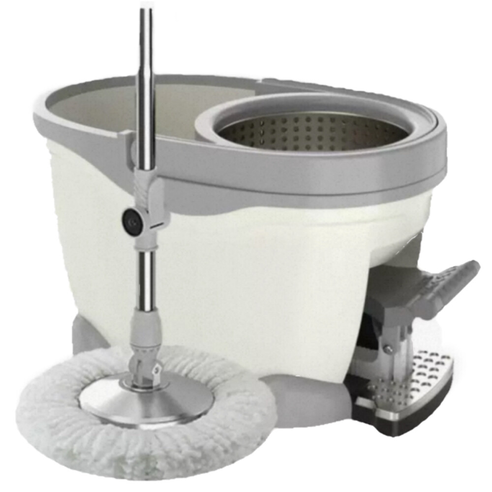 Foot pedal mop bucket set, beige, includes mop bucket and mop