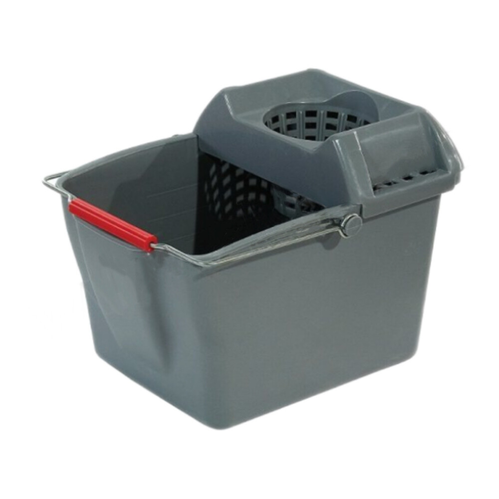 Mop wringer bucket with wheels, gray green
