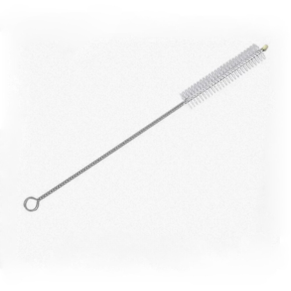 Laboratory test tube cleaning brush, nylon bristle, brush head diameter one point nine seven inch, handle diameter zero point three nine inch, total length seven point four eight inch