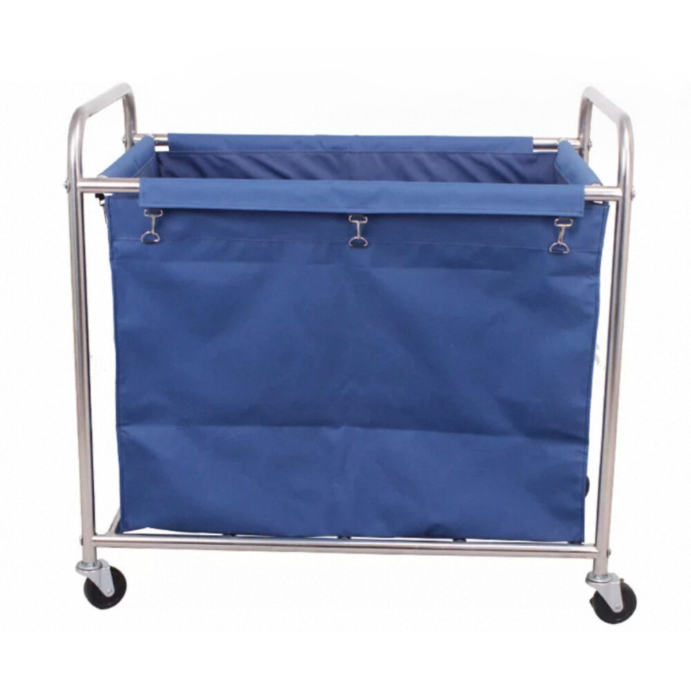 Assembled conical linen cart blue length thirty five point four three inch width twenty five point five nine inch height thirty one point five inch