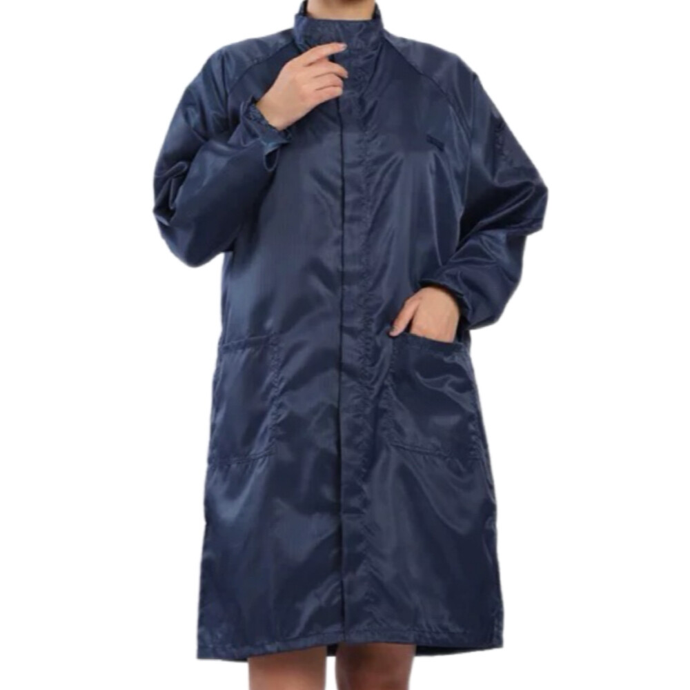 Oxford cloth long raincoat, trench coat style, dark blue