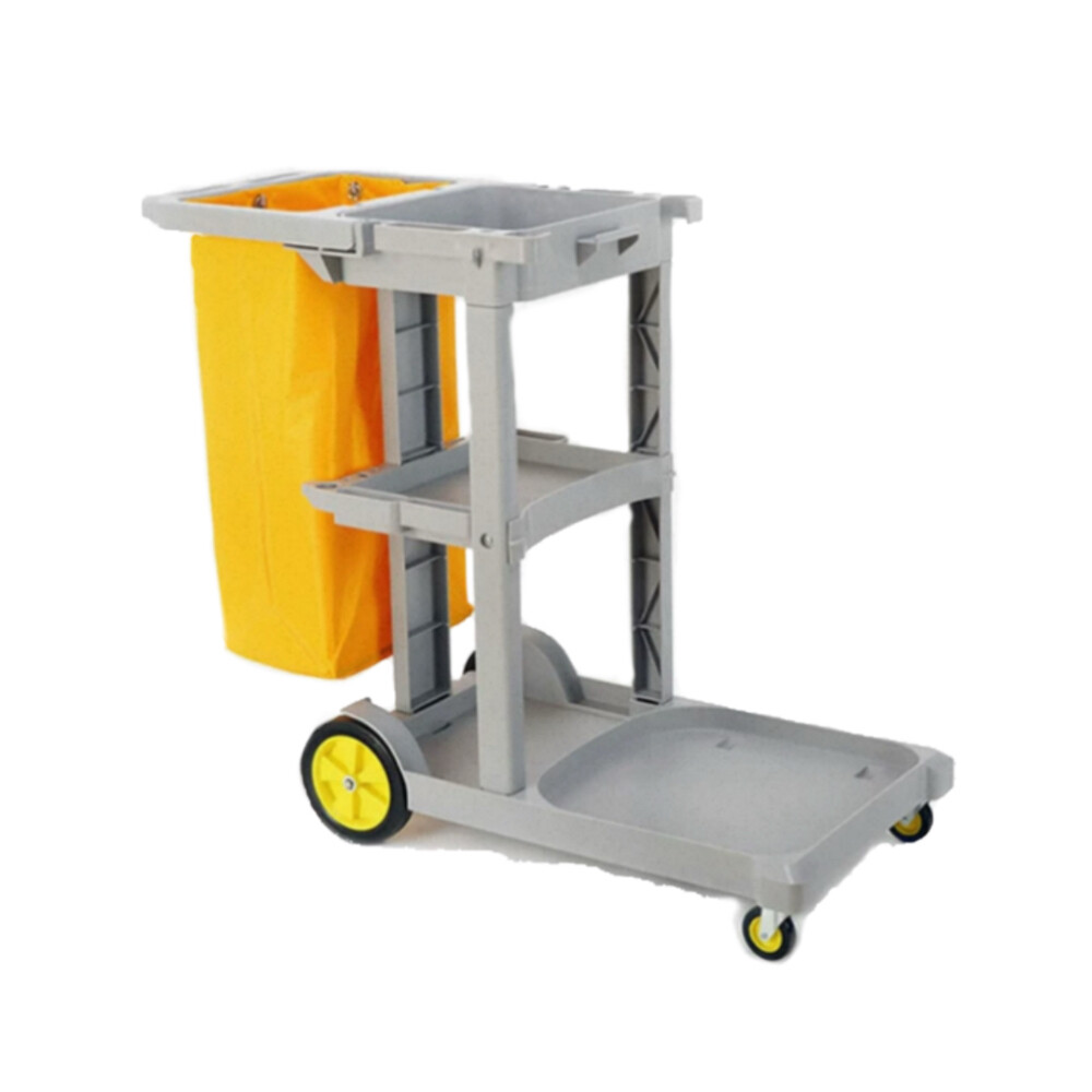 Traditional cleaning cart gray length forty four point two nine inch width twenty point zero eight inch height thirty seven point eight inch